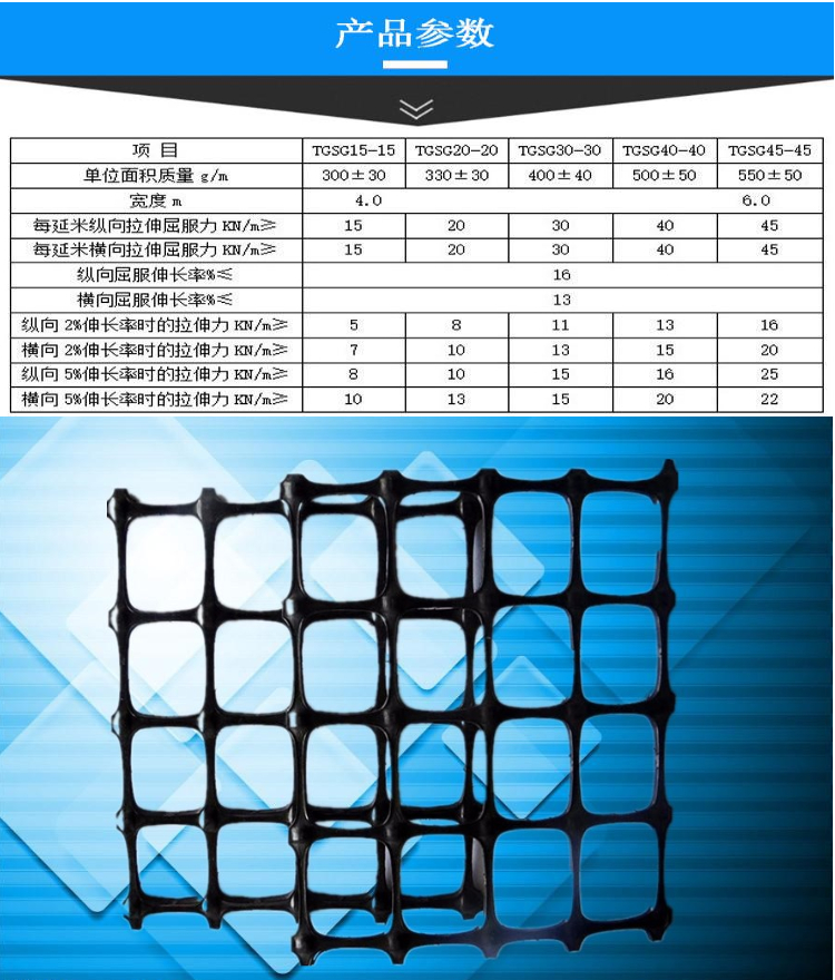 Large airport plastic two-way geogrid TGSG50-50 one-way geogrid sold by manufacturers