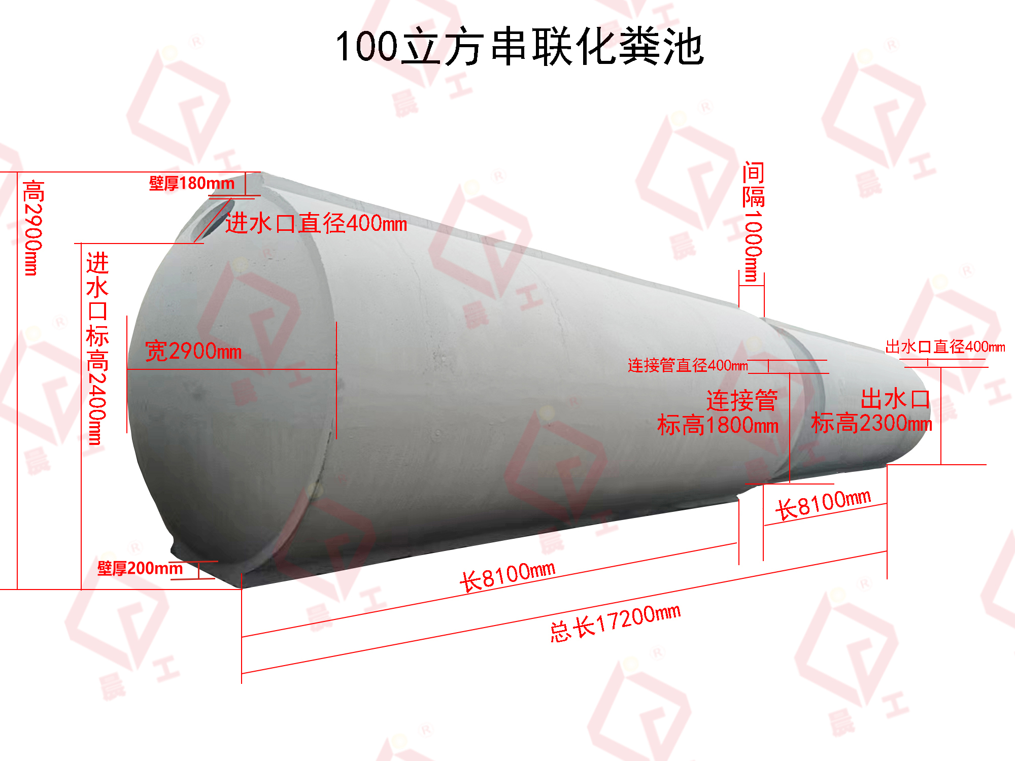 100 m3 finished reinforced concrete Septic tank factory prefabricated tertiary sedimentation tank SQF100 reservoir