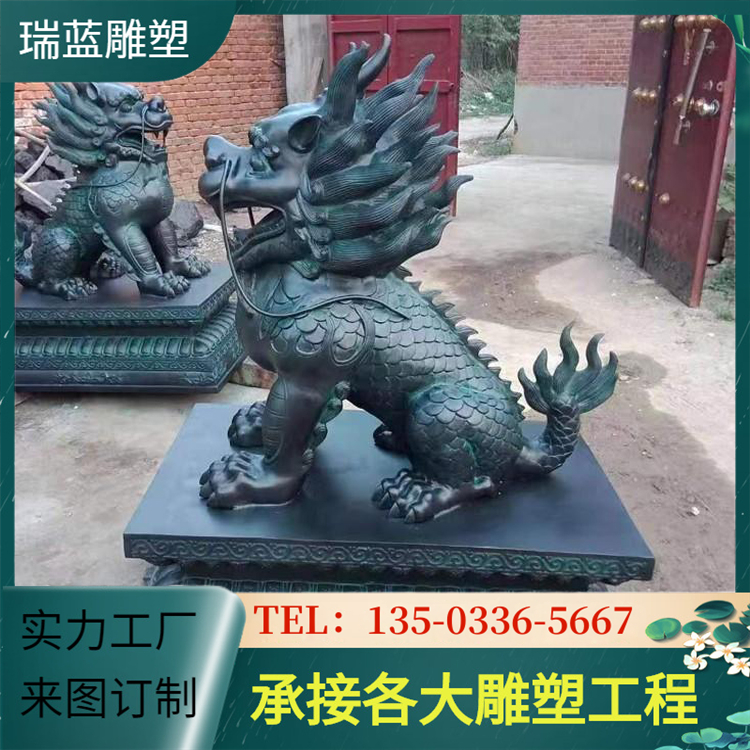 Cast iron imitation copper pixiu floor decoration, large copper unicorn sculpture, cast copper animal copper pixiu