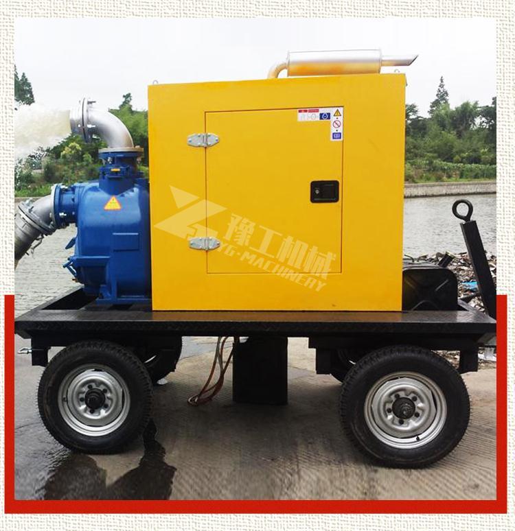 Diesel engine water pump, large diameter, large flow self priming pump, non clogging, flood prevention, mobile pump truck, agricultural irrigation pump