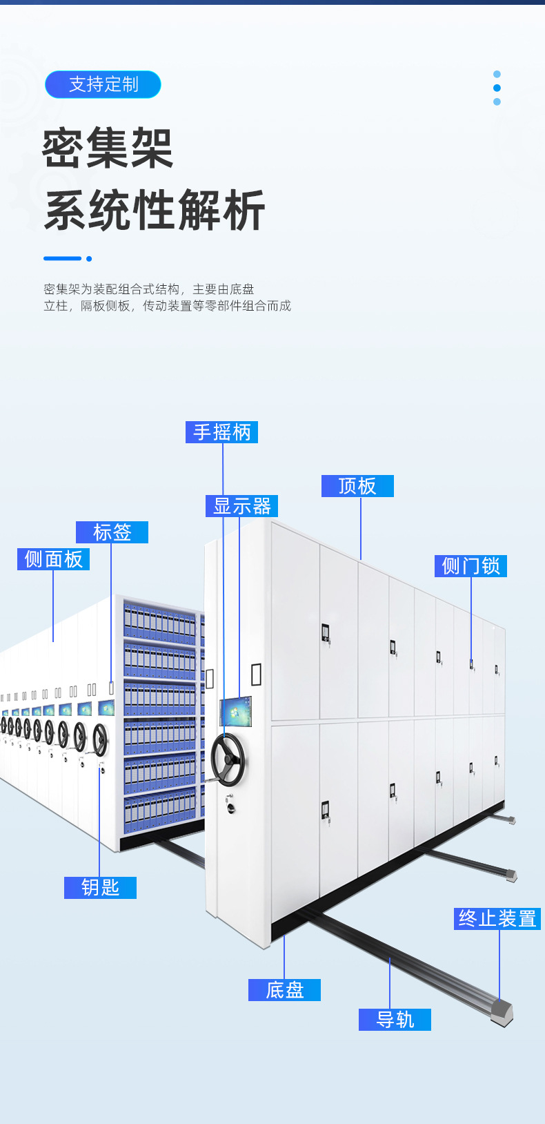 Mobile dense cabinet in the archive room, financial voucher filing cabinet, manual electric dense cabinet, archive rack