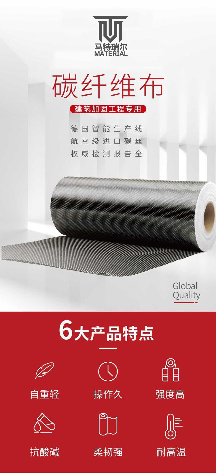 Matrell carbon fiber cloth reinforcement building material, concrete floor slab, beam reinforcement, carbon fiber adhesive