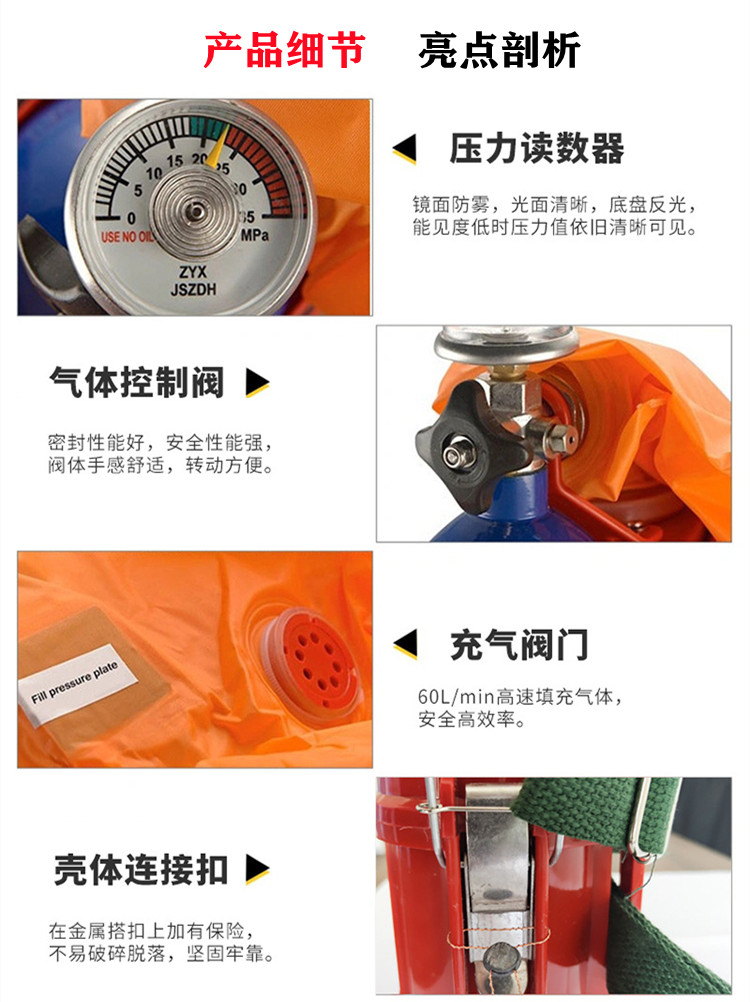 Compressed oxygen self rescue device for coal mines ZYX45 standard isolated oxygen respirator for underground use