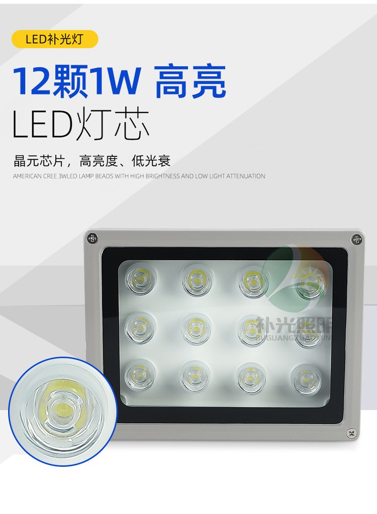 Engineering LED monitoring security fill light license plate recognition high-power adjustable brightness flashing light violation capture light