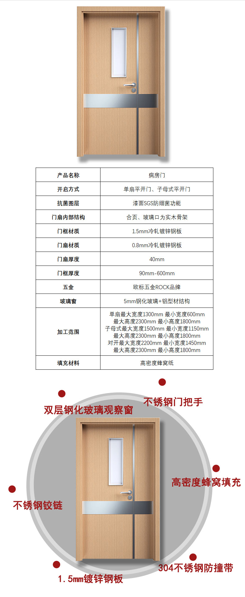 Purification steel door, dust-free workshop, clean door, hospital ward door, fireproof paint door, sealed door, finished product