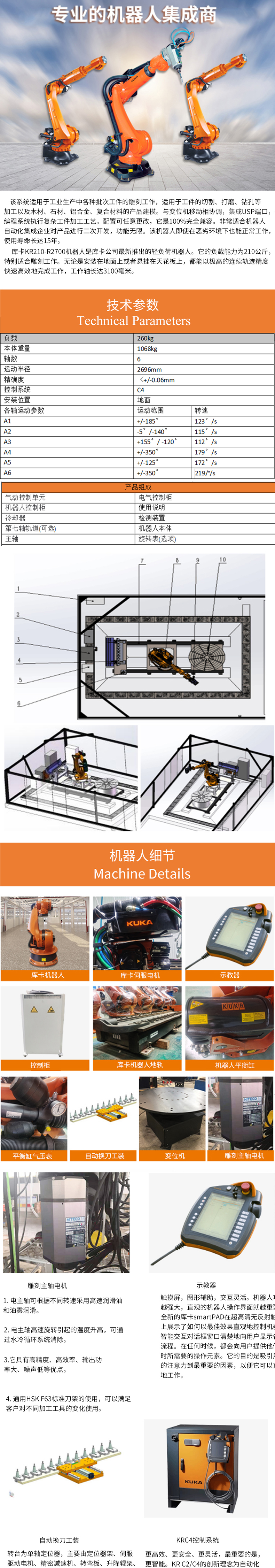 Fully automatic Kuka six axis robot wood carving, stone carving, foam laser carving