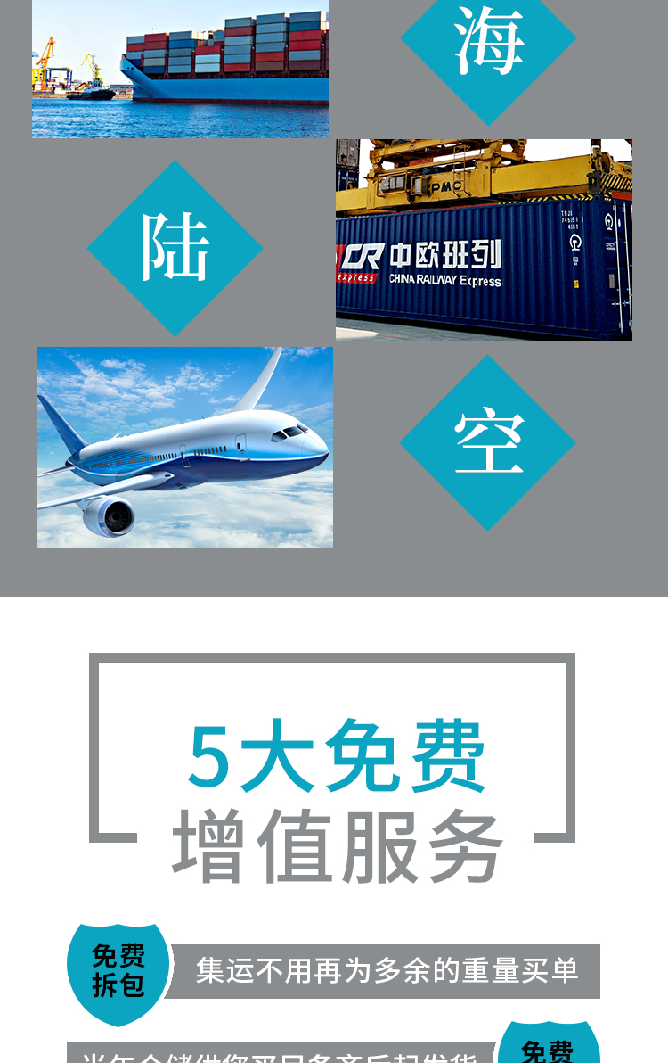 International logistics Amazon e-commerce small package EMS express Italian sea freight full container double clear