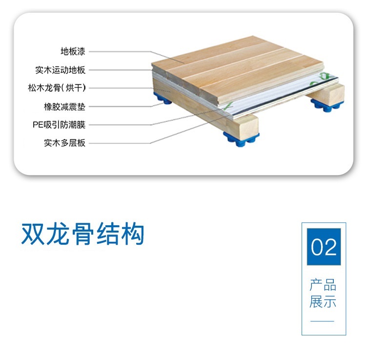 Solid wood sports floor Basketball court badminton court maple birch indoor stadium wood floor NHY-258