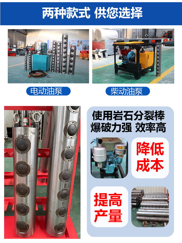 Zhongtuo produces electric hydraulic rock splitting rods, stone mining machines, and equipment for stone mining