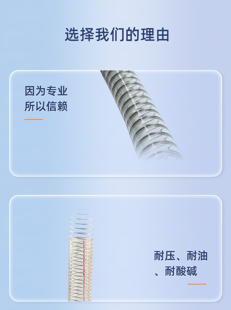 Steel wire reinforced hose, PVC hose, avant-garde plastic, smooth, wear-resistant, acid and alkali resistant