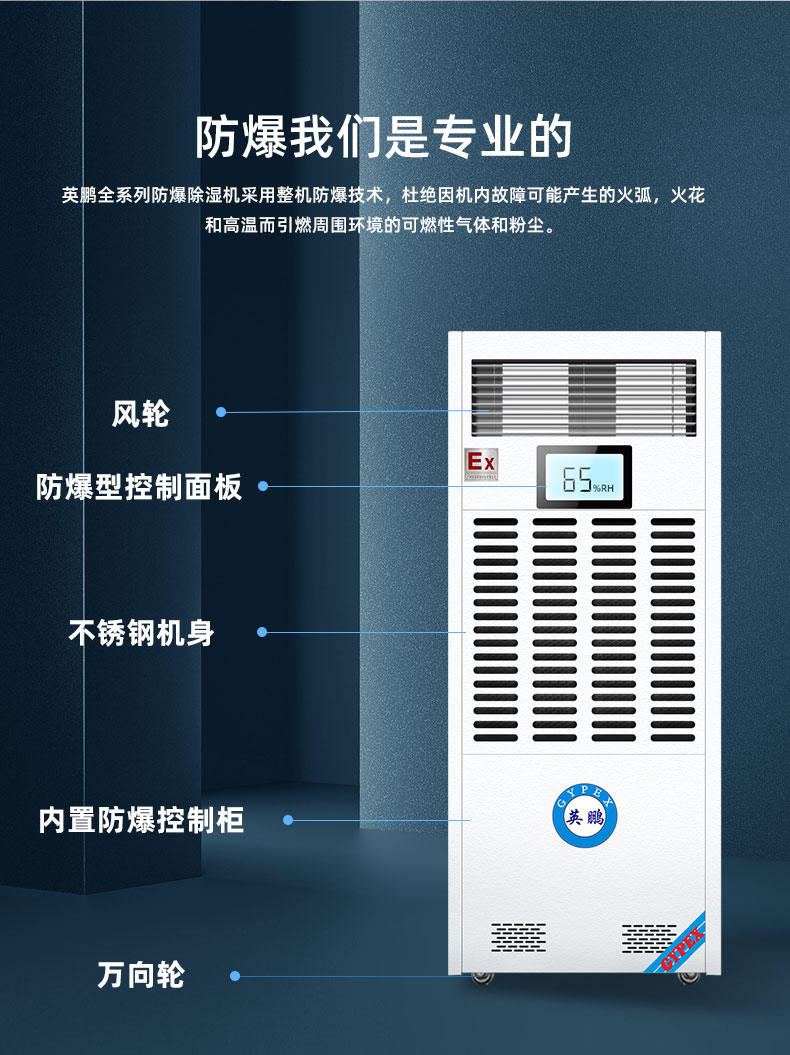 GYPEX explosion-proof temperature regulating Dehumidifier Industrial dehumidifier BCF-0.8TW dehumidification capacity 8l/h 380V