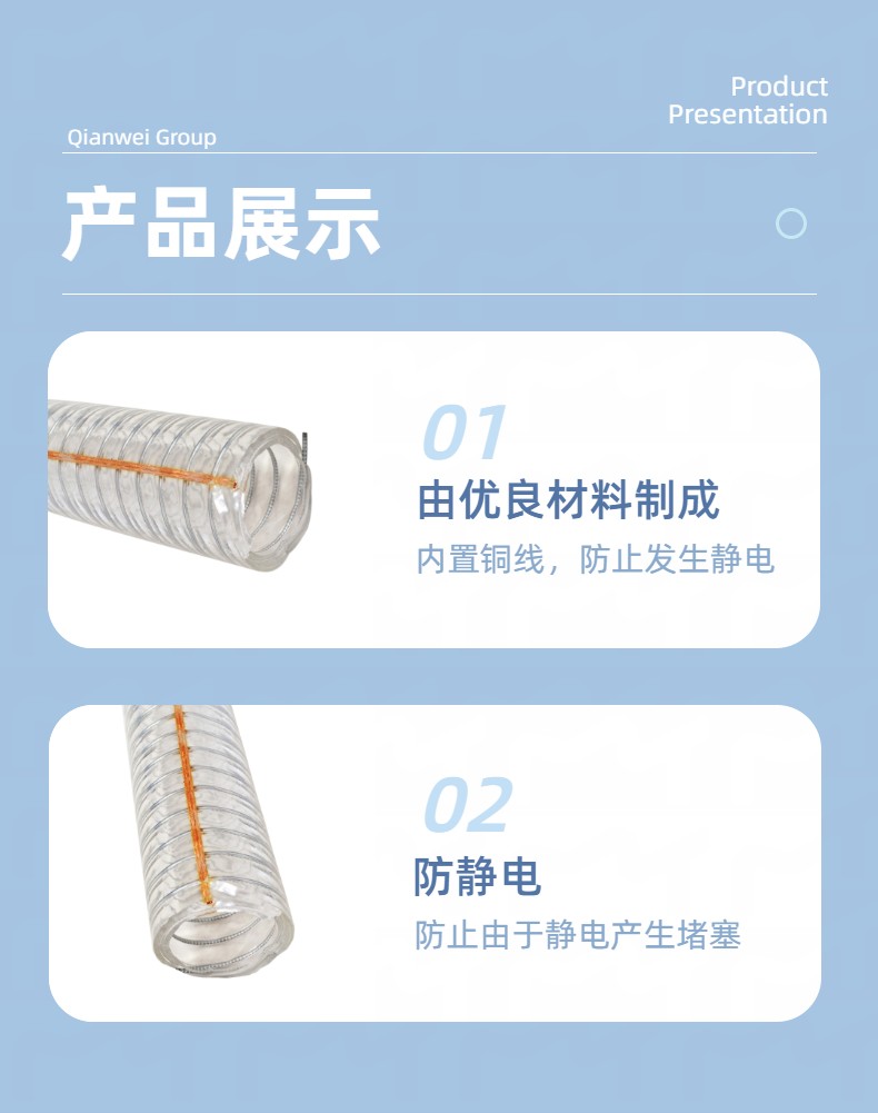 PVC anti-static steel wire hose configuration with all copper wire braided copper wire avant-garde plastic