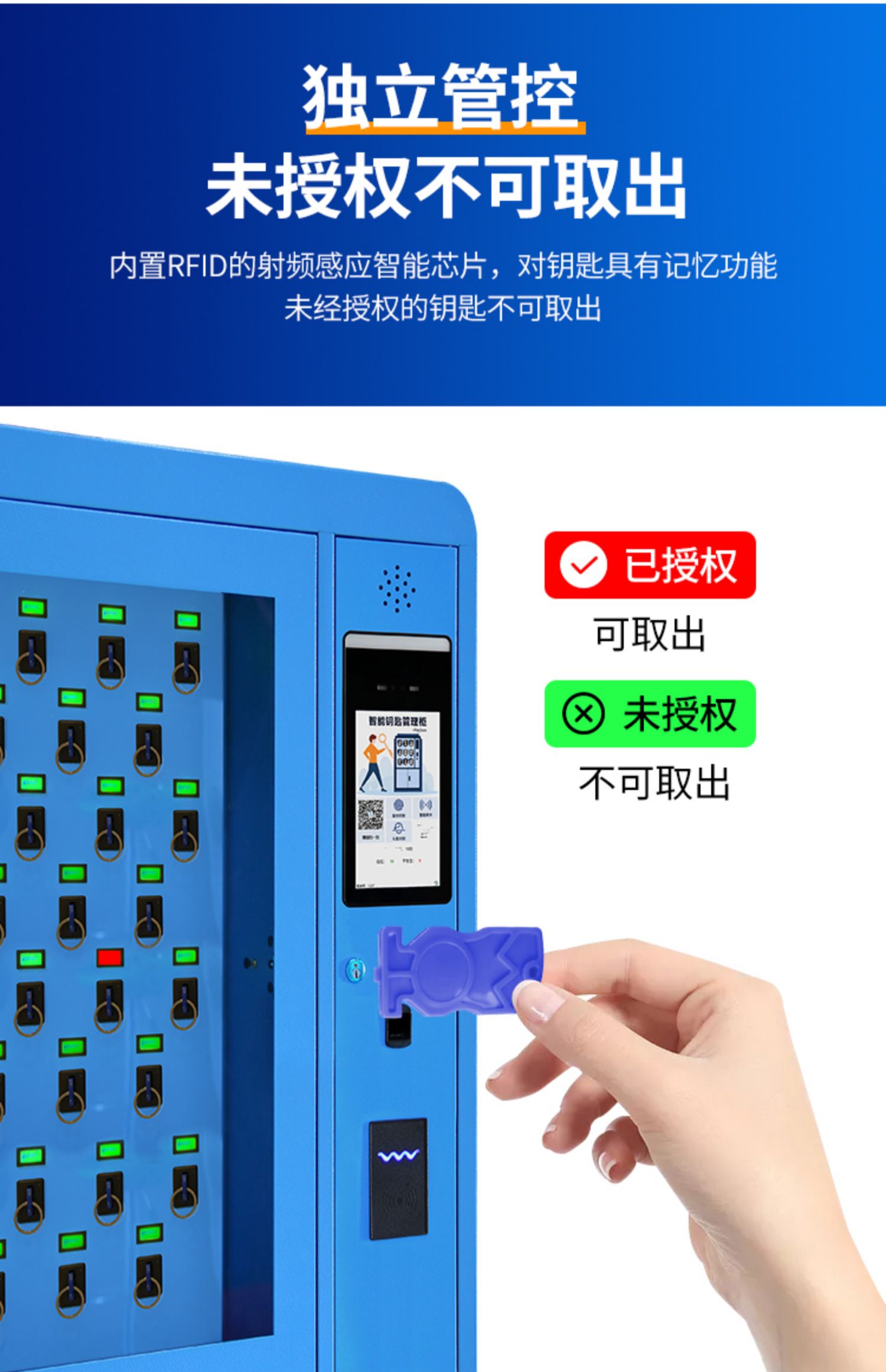 Smart key cabinet remote management car key cabinet fingerprint swipe card key box key box storage box wall mounted