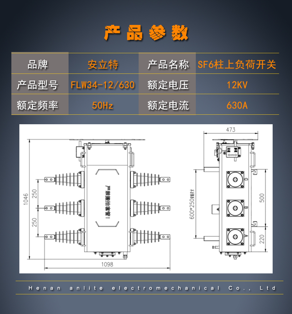 AnLite National Grid Primary and Secondary Fusion 10KV35KV Outdoor Pole Mounted High Voltage Load Switch