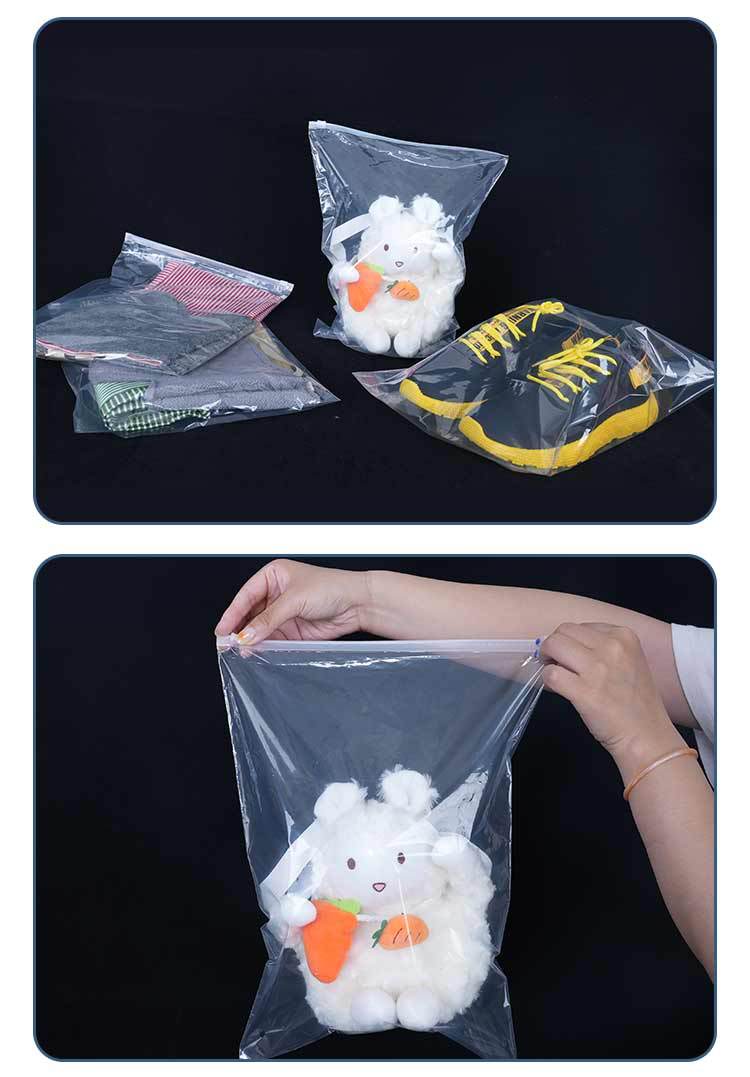 Transparent zipper pull-up bag, socks, underwear, underwear, clothing packaging bag, PE plastic self sealing packaging bag