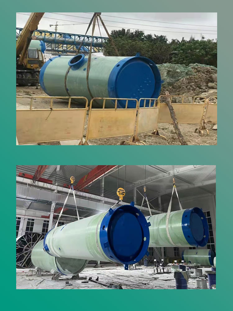 Installation of preheating pump for sewage treatment equipment in Jiahangyi integrated fiberglass pump station