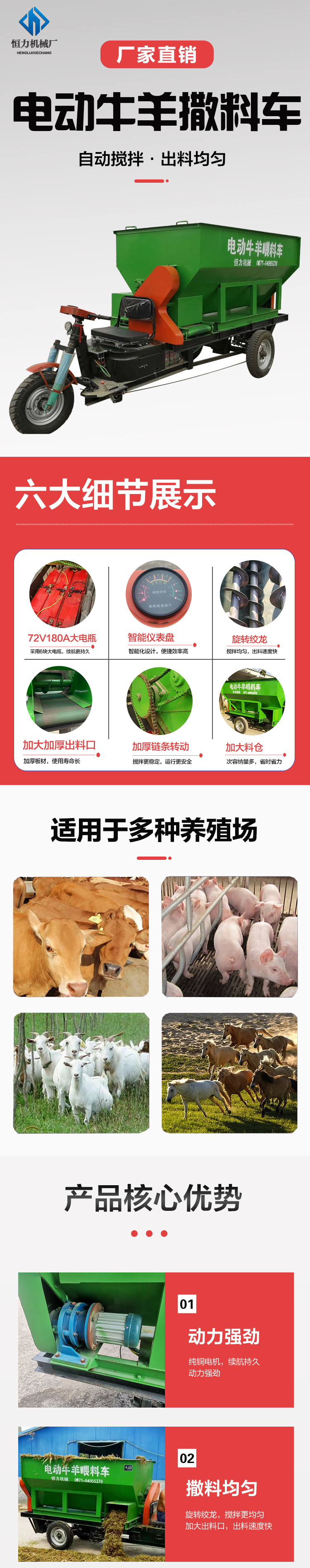 Hengli Brand Cattle and Sheep Electric Feeding Truck Farm Saves Labor and Spreads 2.5 Cubic Meters