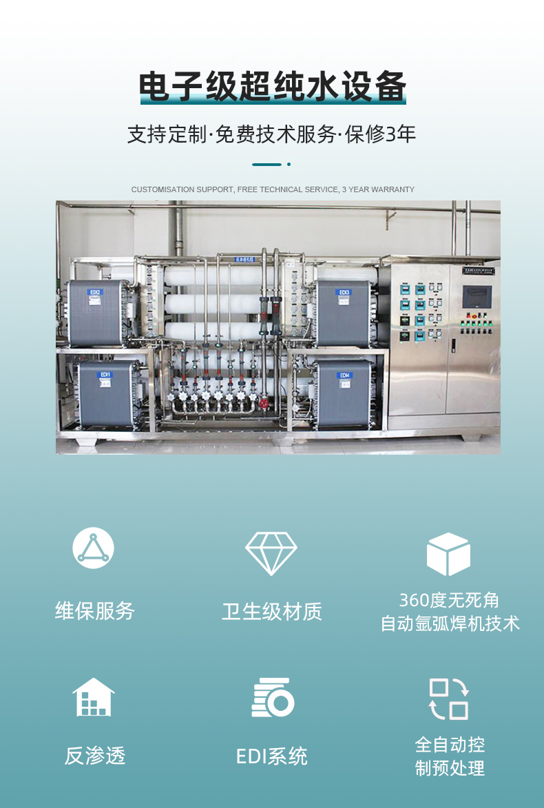 Manufacturer customized EDI ultra pure water system with environmentally friendly and stable water output, electronic grade ultra pure water equipment