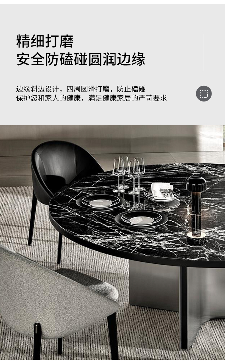 Guchi Furniture Italian Minimalist MARVIN Modern Hong Kong Light Luxury Turntable Round Table Dining Table Customizable