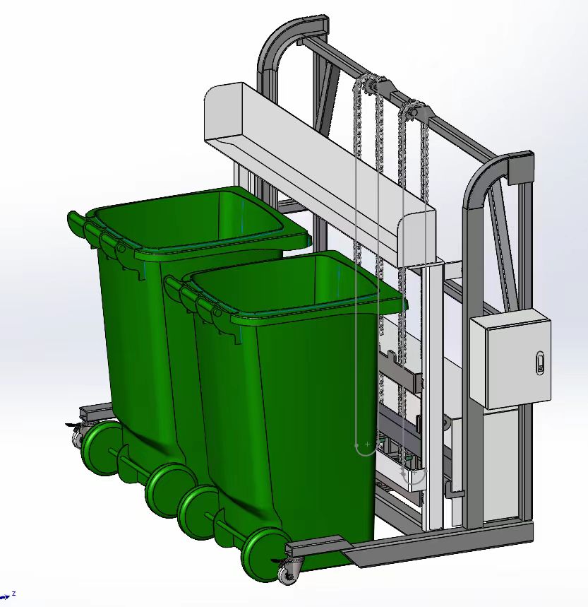 Mining metal and plastic material elevator, garbage bin tipping machine, loading equipment