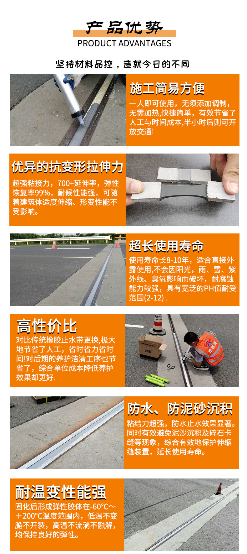 F880 Highway, Railway, Bridge, Expansion Joint, House Deformation Joint, Seamless Anti Jump Vehicle, High Elastic Liquid Water Sealant