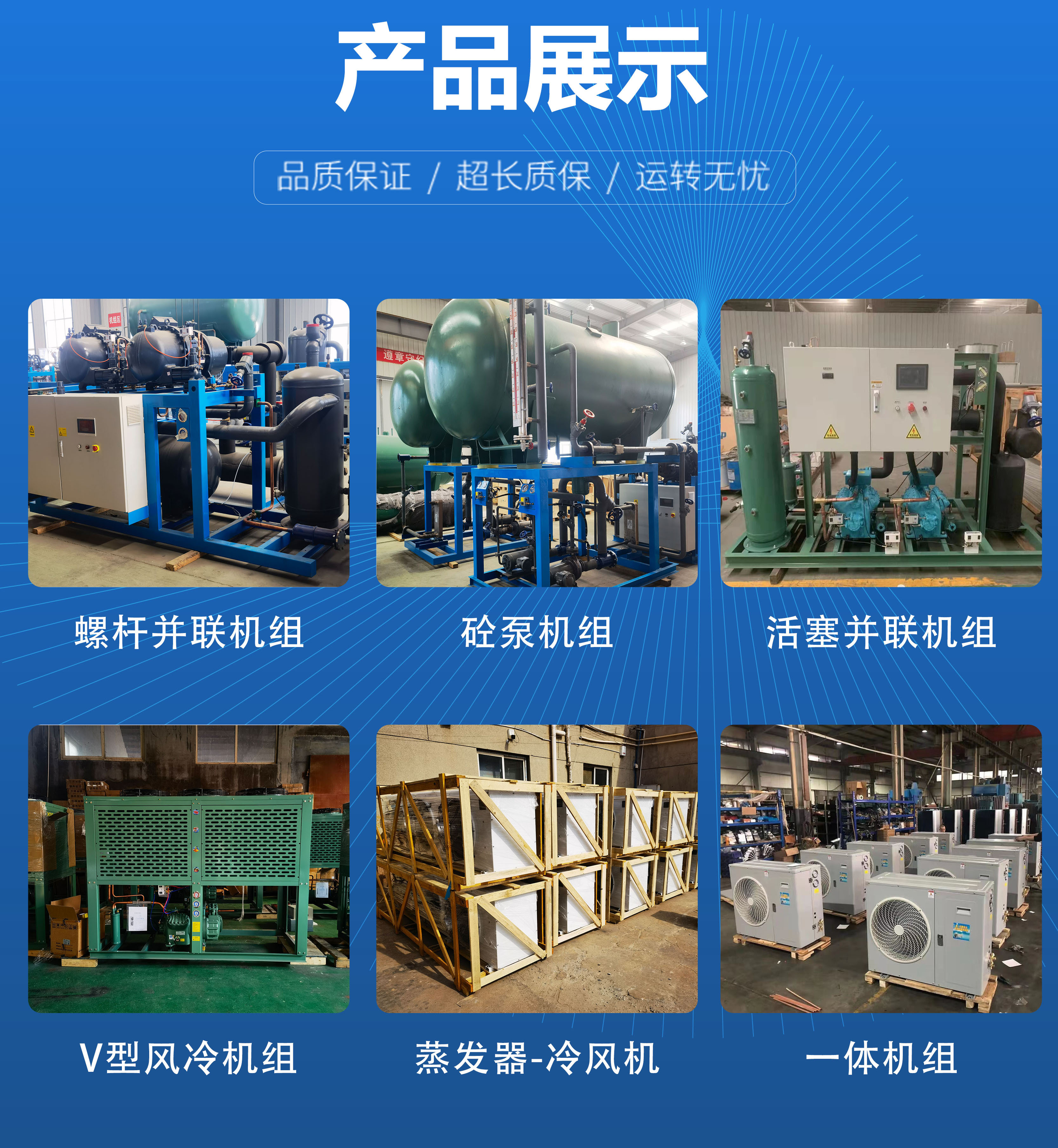 Bizel Cold Storage Refrigeration Compressor Unit Low Temperature Semi enclosed Piston Air Cooling Unit