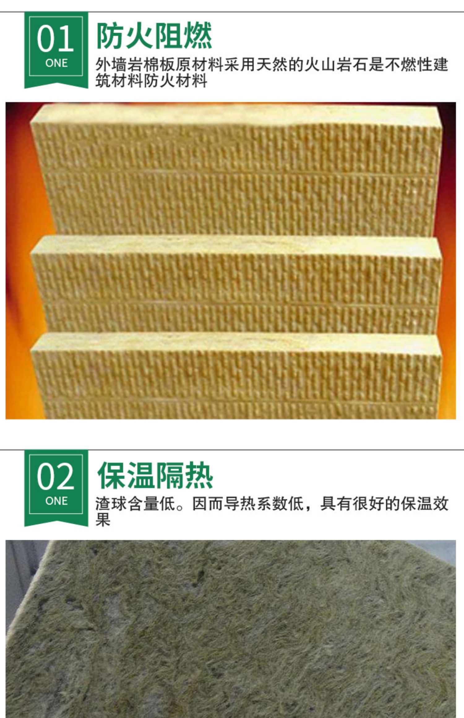 Rock wool board, basalt rock wool, 50mm to 100mm insulation, fire insulation, sound insulation, exterior wall, hydrophobic rock wool