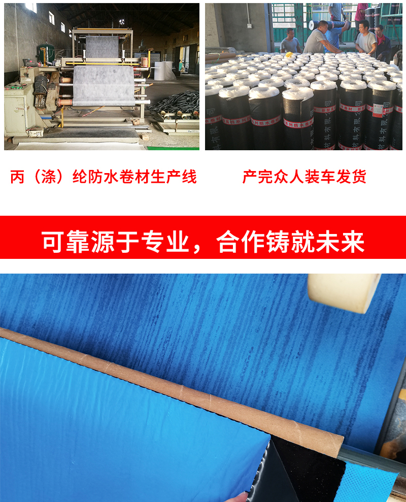 Polymer molecular adhesive fiber reinforced waterproof roll material with double-sided and single-sided adhesive core, root puncture resistance, wet laying and pre laying