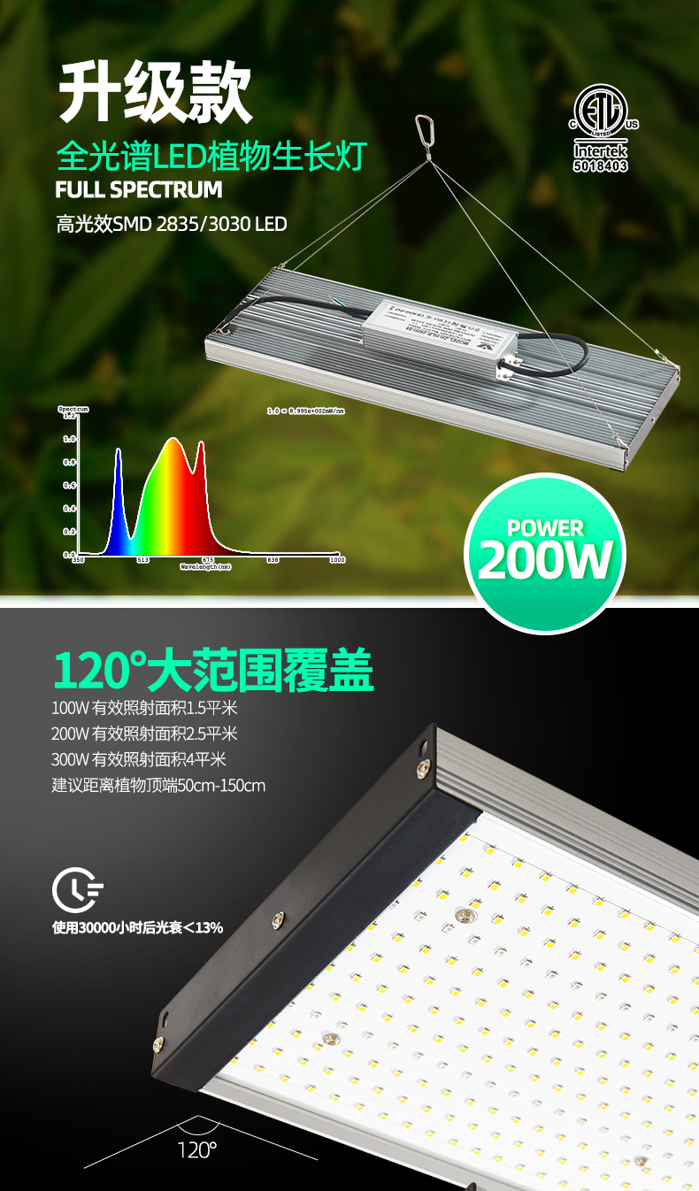 Quantum board Grow light high-power full spectrum greenhouse flower Pitaya fill light