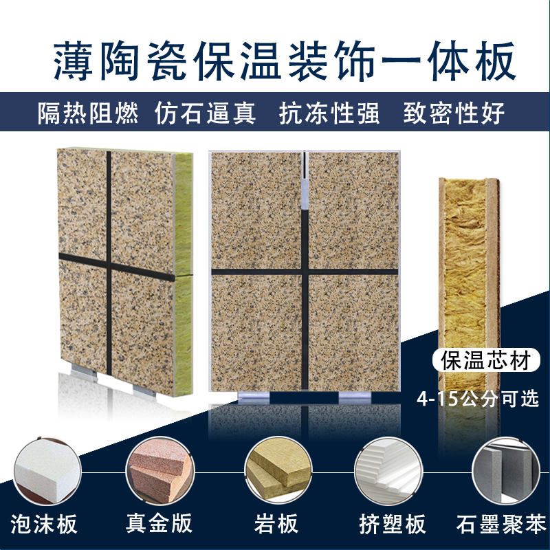 Manufacturer of Baorunda ceramic water sand energy-saving board, universal insulation, exterior wall decoration, rock wool insulation integrated board