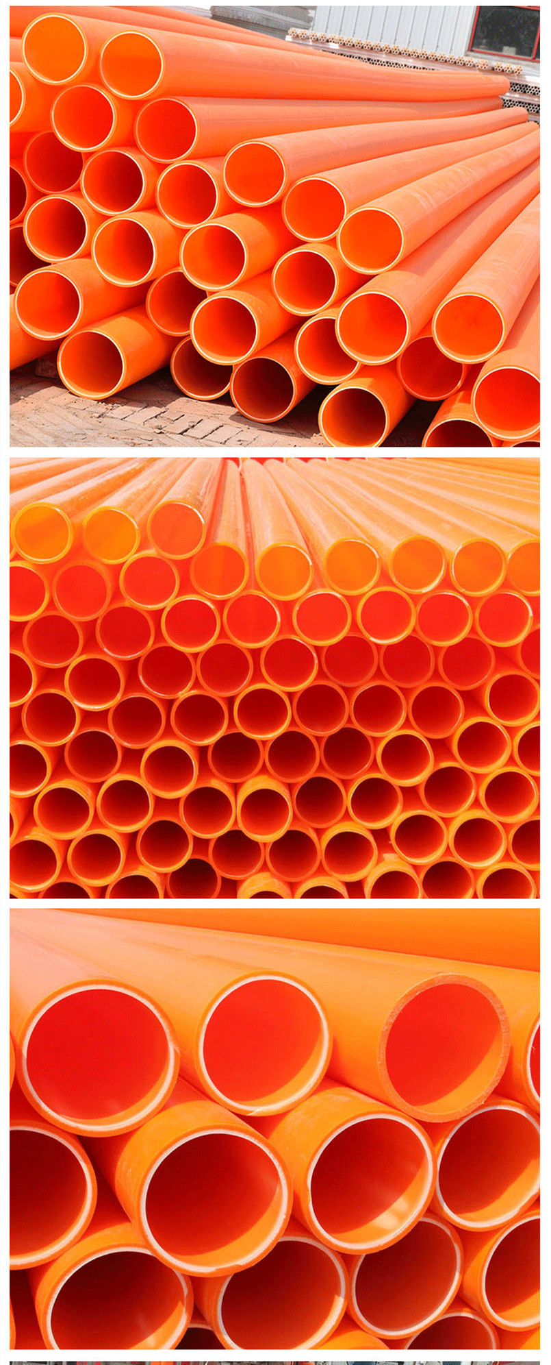 Tongjian Pipe Industry MPP Power Pipe 160 200 Road Crossing Drag Pipe Polypropylene Pipe MPP Orange High Voltage Cable Laying Pipe