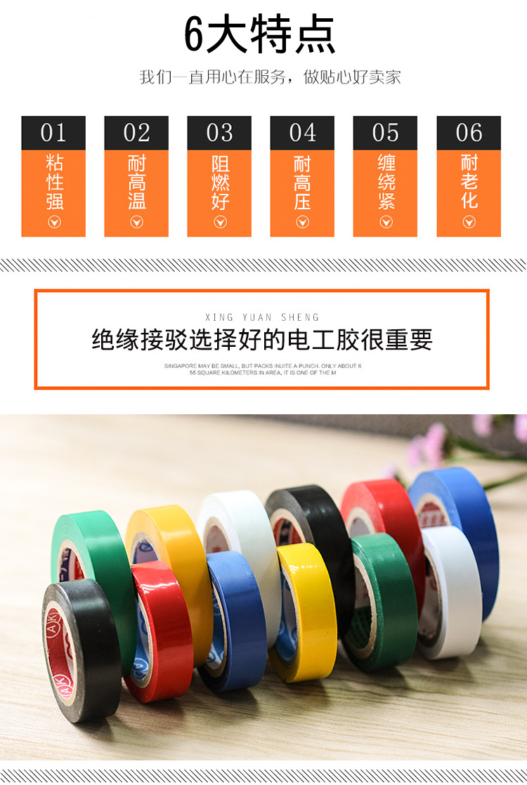 Color PVC Electrical Flame Retardant Insulating Tape， Electrical Tape， Black Outdoor Indoor Electrical Tape