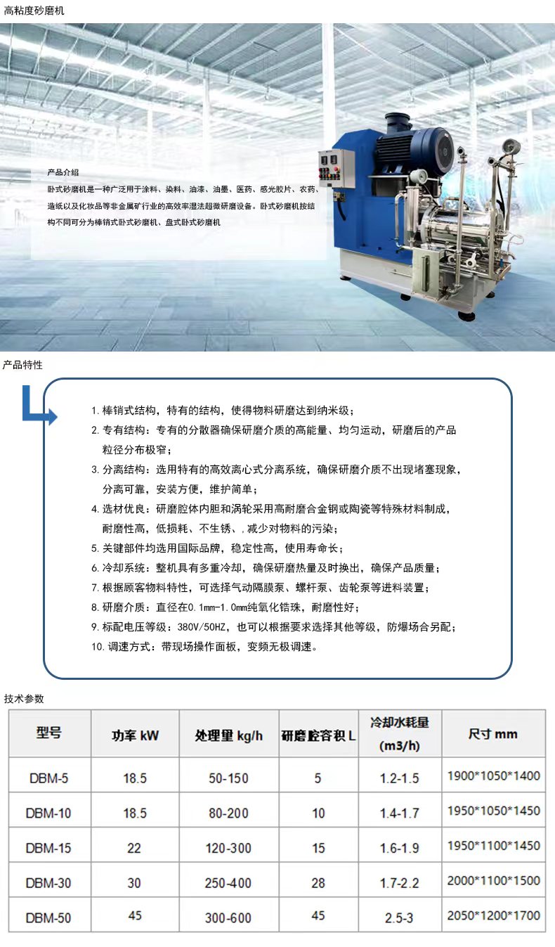 DARYI Horizontal Sand Mill High viscosity Material Scale Production Grinder Nano Ball Mill