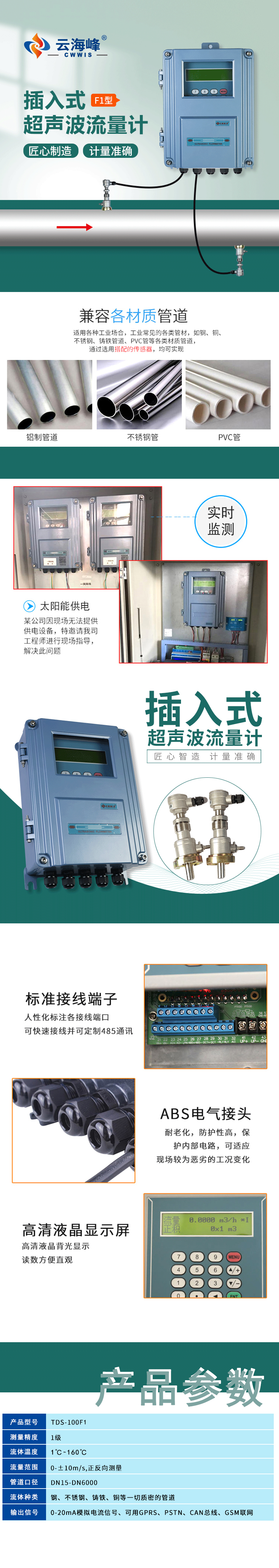 Yunhaifeng plug-in ultrasonic flow meter, multi-channel large caliber flow meter, stable measurement without pipe breakage