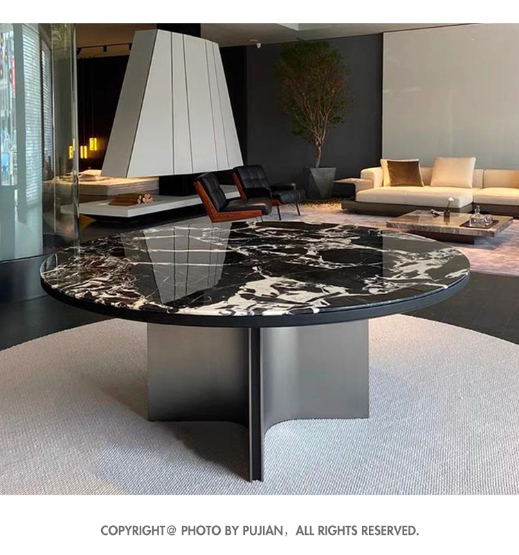 Guchi Furniture Italian Minimalist MARVIN Modern Hong Kong Light Luxury Turntable Round Table Dining Table Customizable