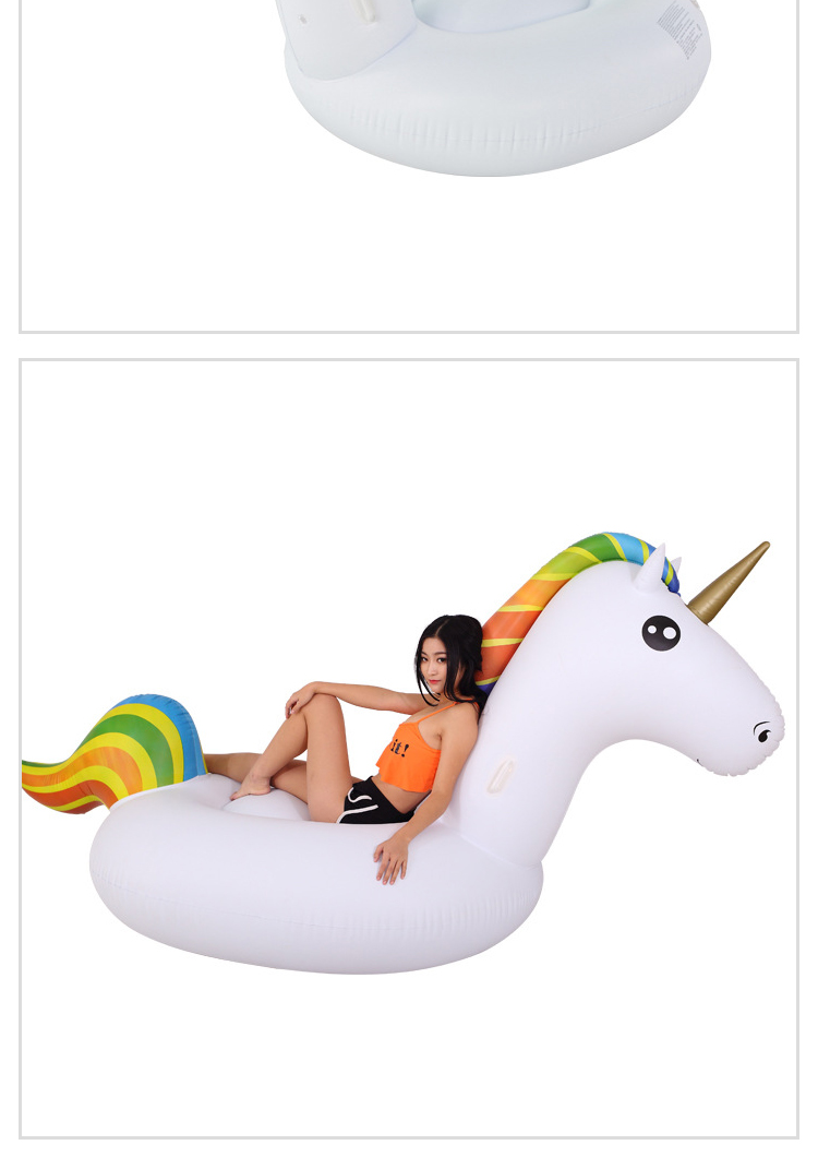 European and American New Inflatable Mount Adult Water Inflatable Float PVC White Unicorn Swimming Toy Supplies