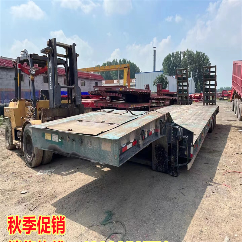 Purchase and sales of 13m 75 hydraulic ladder excavator transportation semi trailer 11m 5 hook machine plate spring trailer