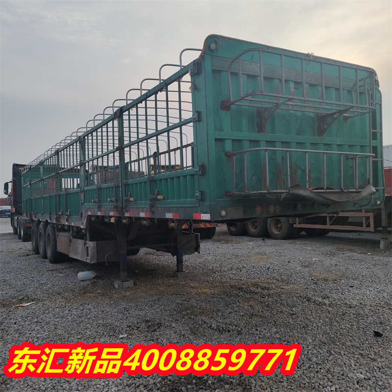 Purchase and sales of 13 meter 18 high warehouse railing semi trailer 11 meter 60 side flip semi trailer for export second-hand trailer