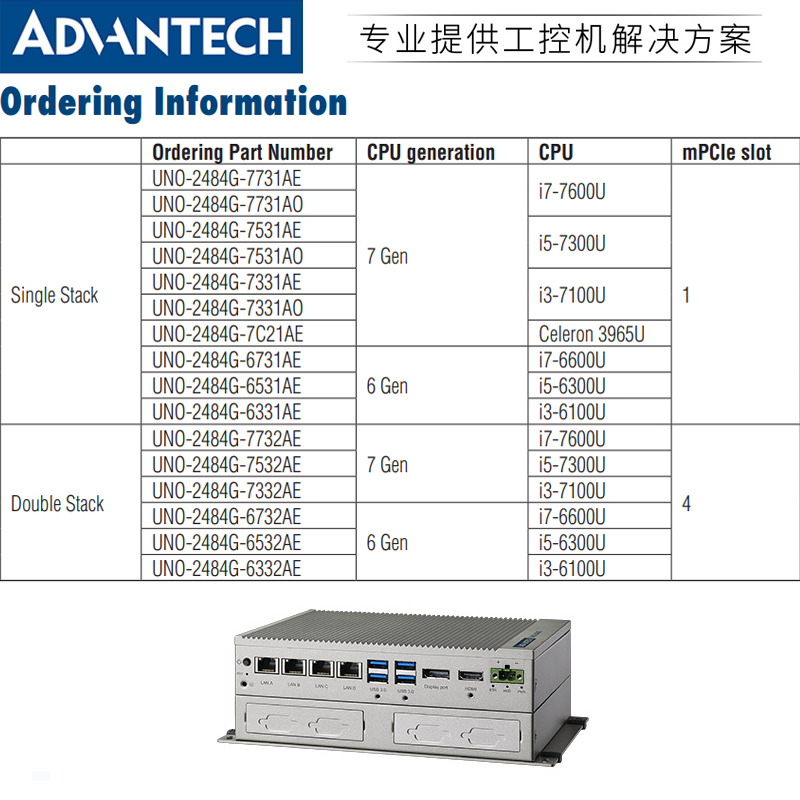 UNO-2484G-7332/7532/7732BE Advantech Industrial Control Computer 4 Network Port Expansion IO Port Dual Display Host