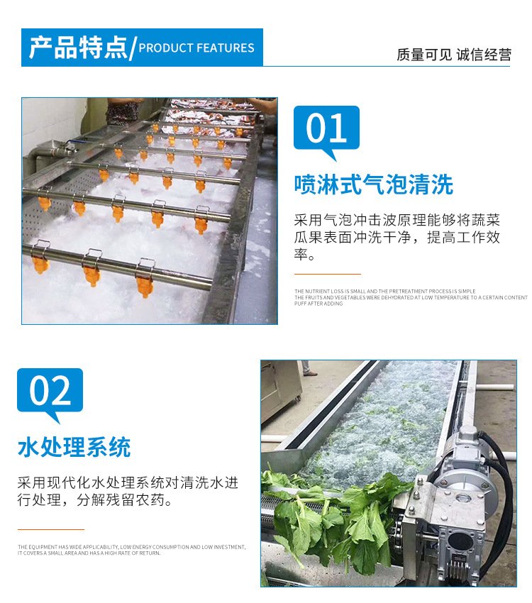 Vegetable vortex cleaning assembly line, Dongdu multifunctional celery embryo chrysanthemum killing equipment, large fruit and vegetable cleaning machine