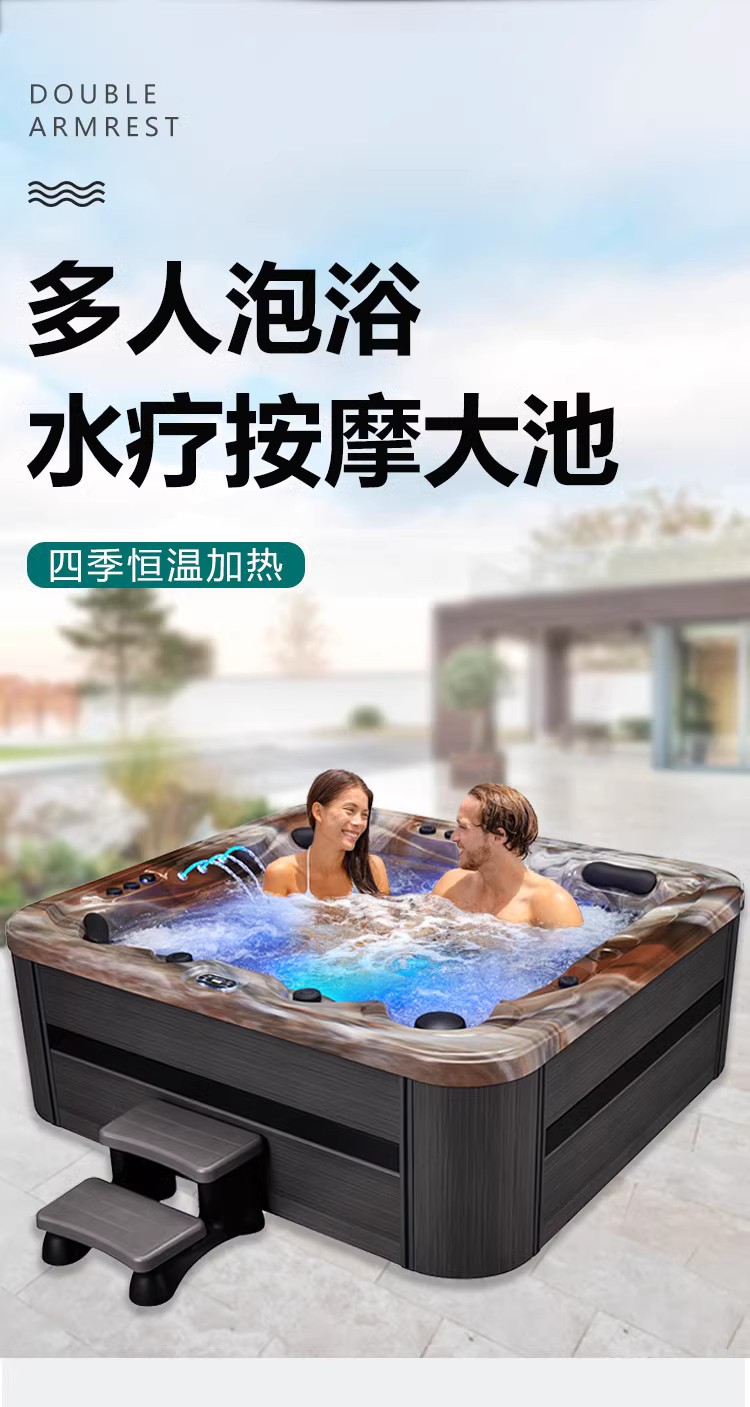 Surf Massage Household Small Unit Bathtub Independent Outdoor Extra Large Bathtub Intelligent Thermostatic Heating Hot Spring Bathtub