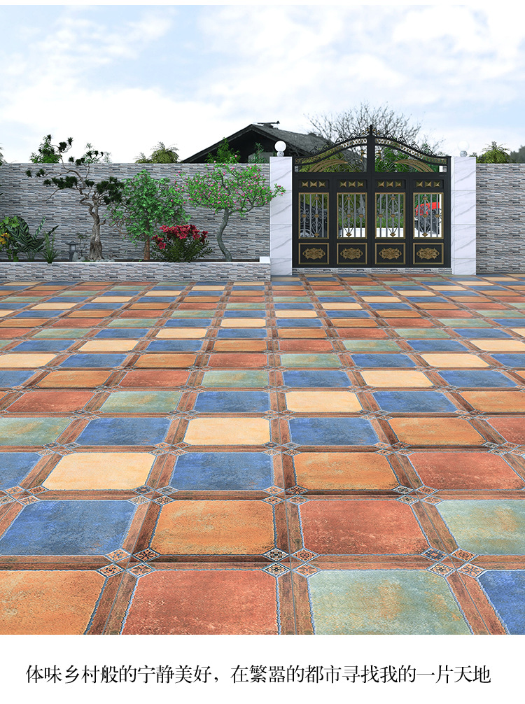 American antique tiles 600x600 villa balcony anti slip floor tiles courtyard outdoor courtyard garden retro tiles