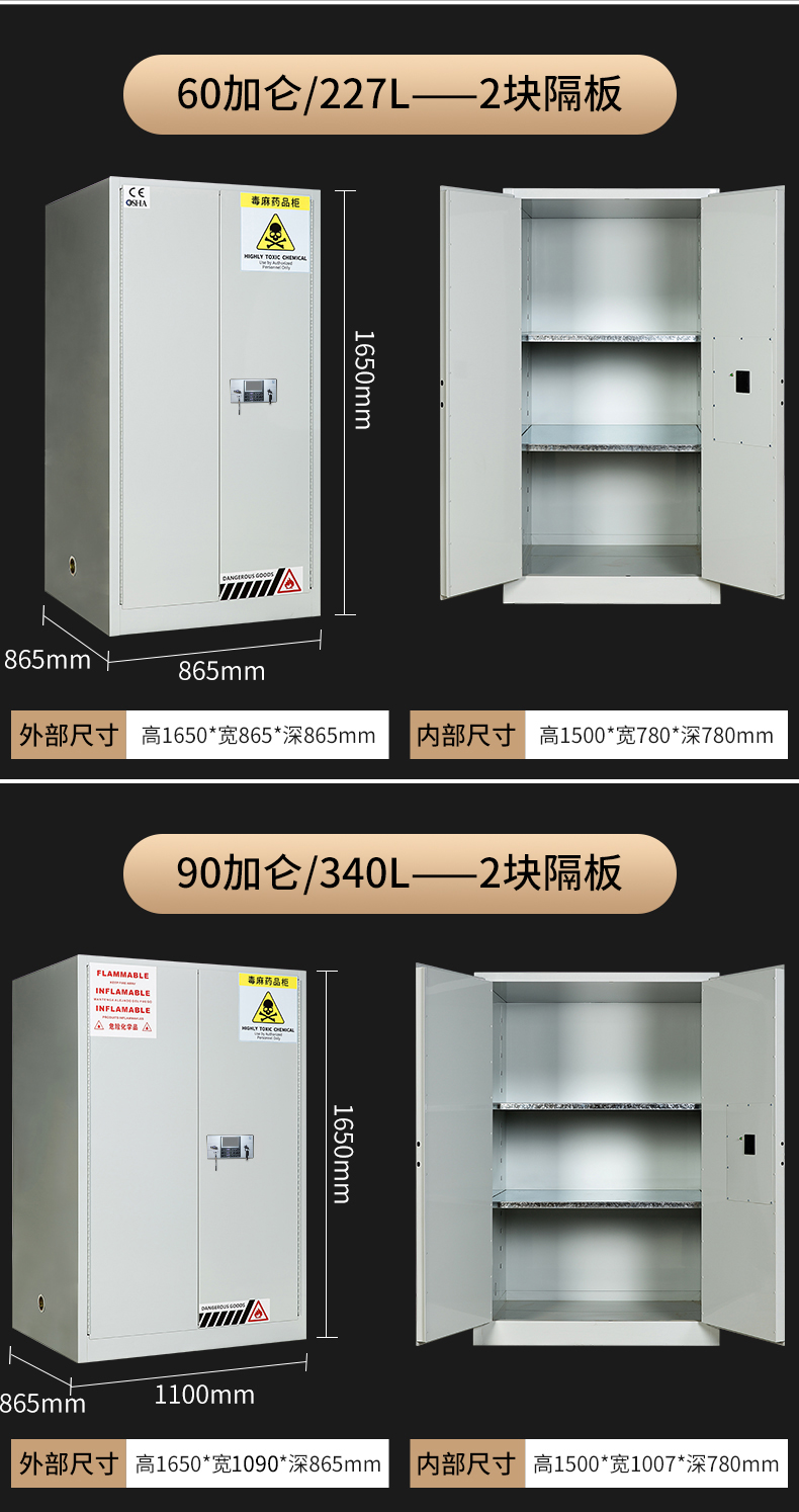 Easy to produce chemical cabinet, double person, double lock drug cabinet, hazardous chemical storage cabinet, reagent and hemp cabinet