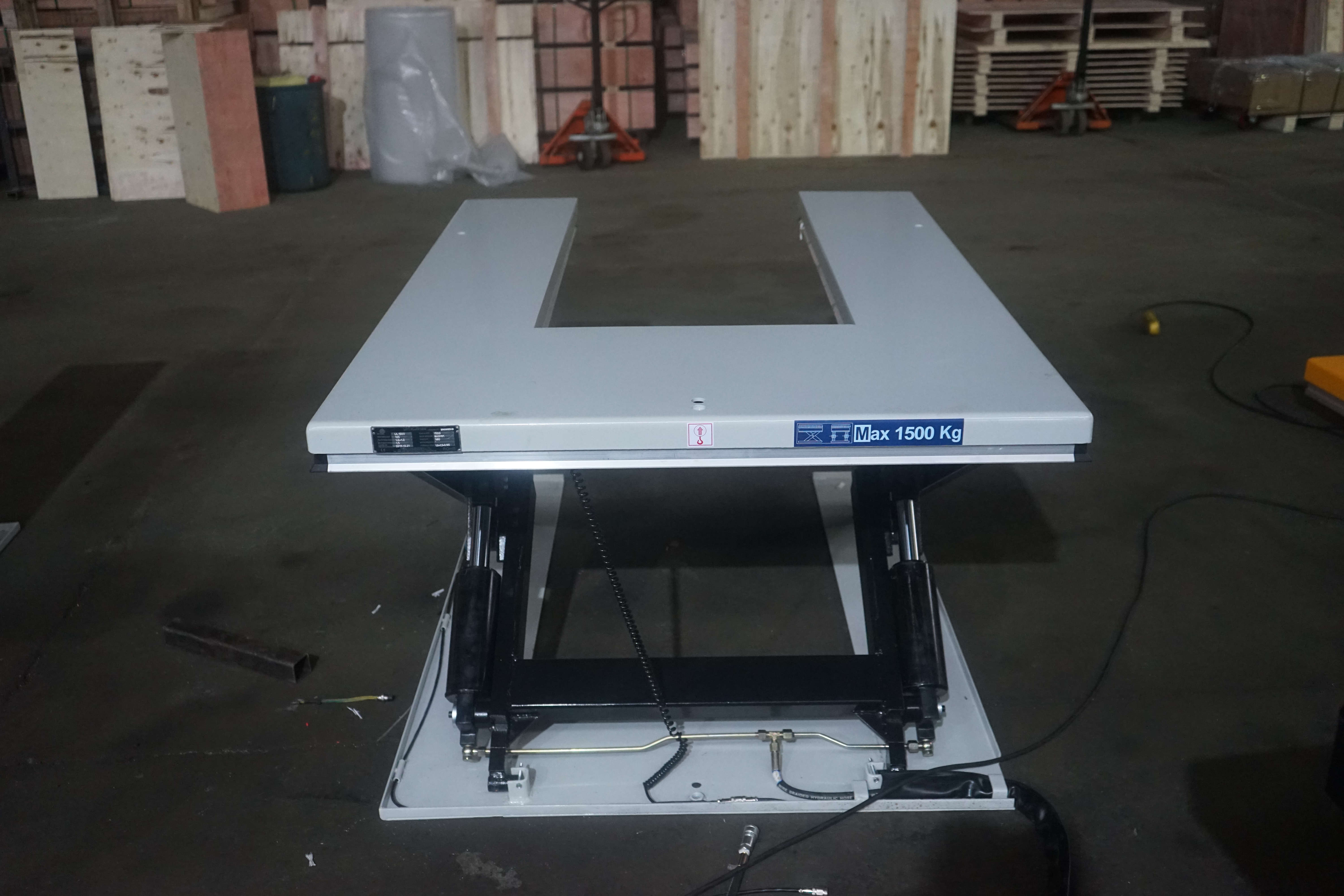 森诺 超低U型液压升降平台 固定式U型卸货上料剪叉升降工作台 配地牛