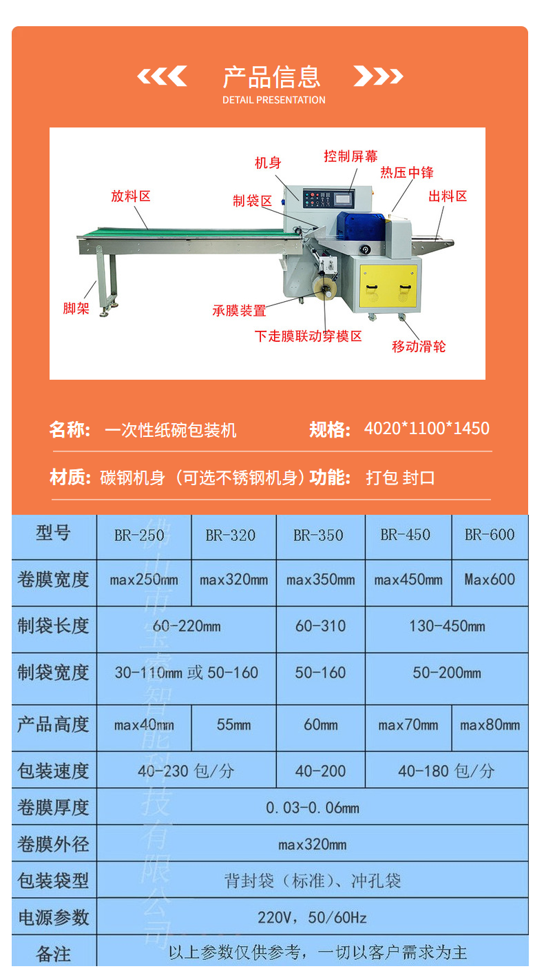 Disposable paper bowl pillow packaging machine Full automatic single row soybean milk cup packaging and sealing machine