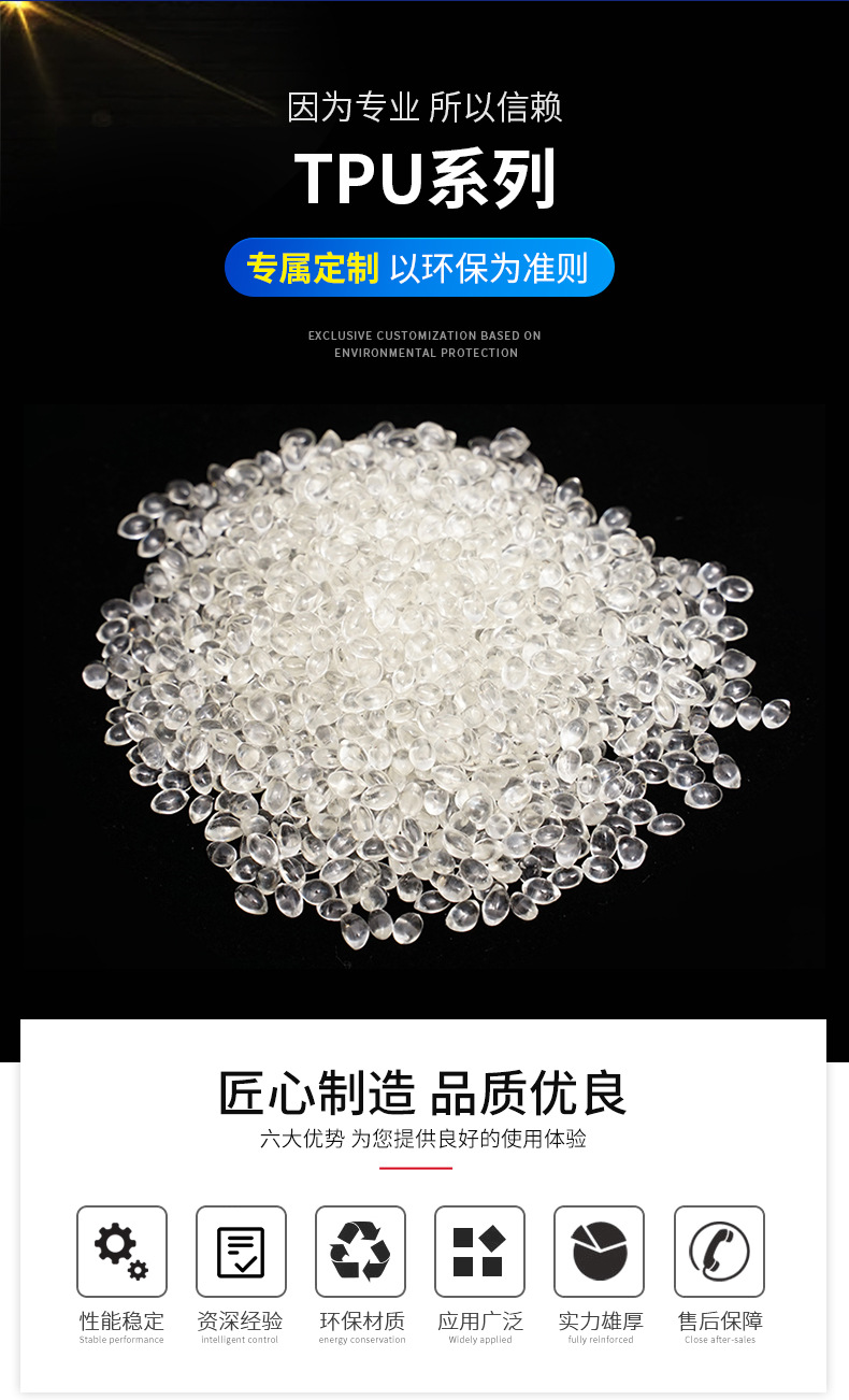 TPU shoe adhesive hydrolysis resistant high transparent plastic extruded thermoplastic elastomer particles