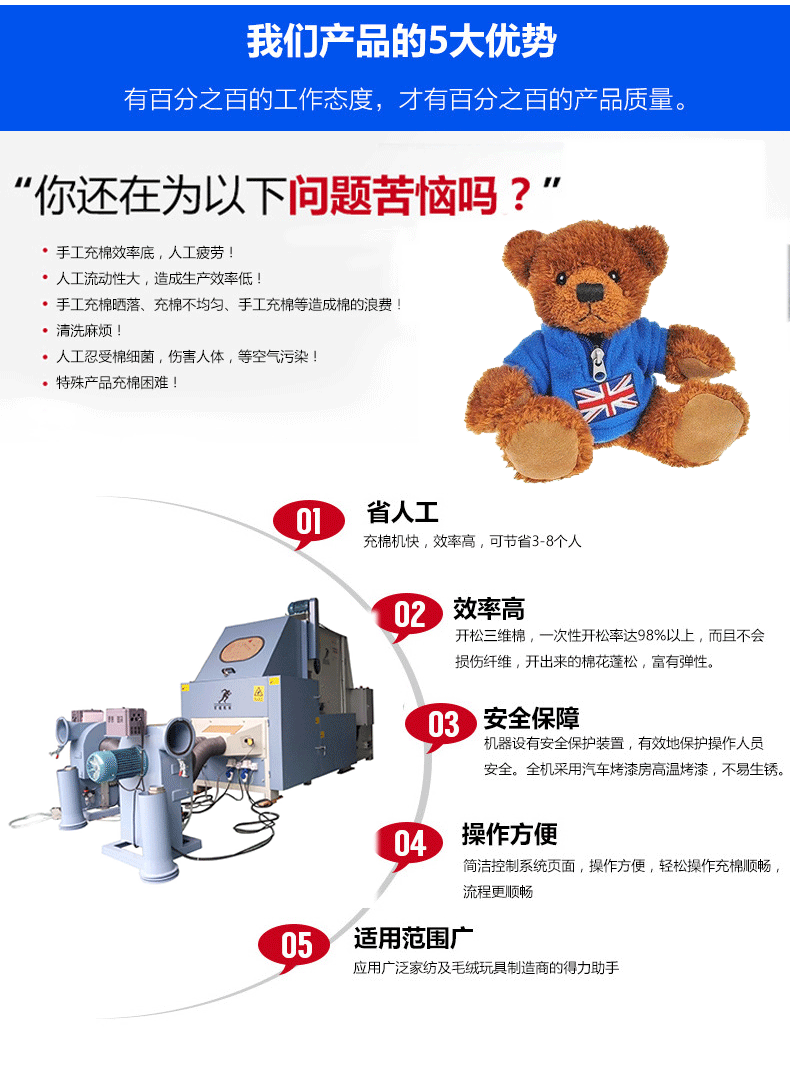 Factory doll cotton Stuffed toy pillow punching machine semi-automatic opening and filling machine