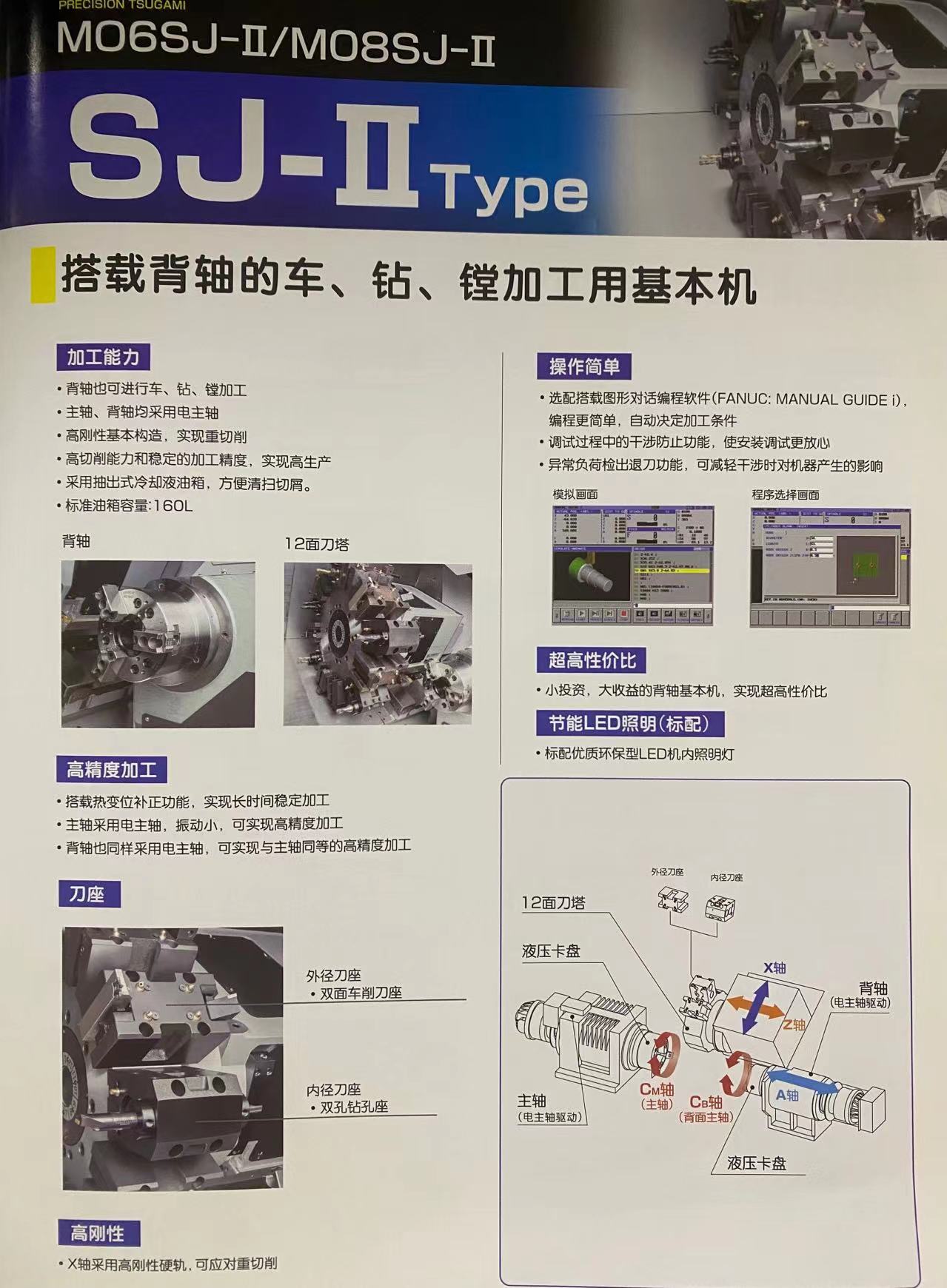 The Tianjin SJ-II series turret machine is equipped with a basic machine M06 M08SJ-II for turning, drilling, and boring with a back shaft