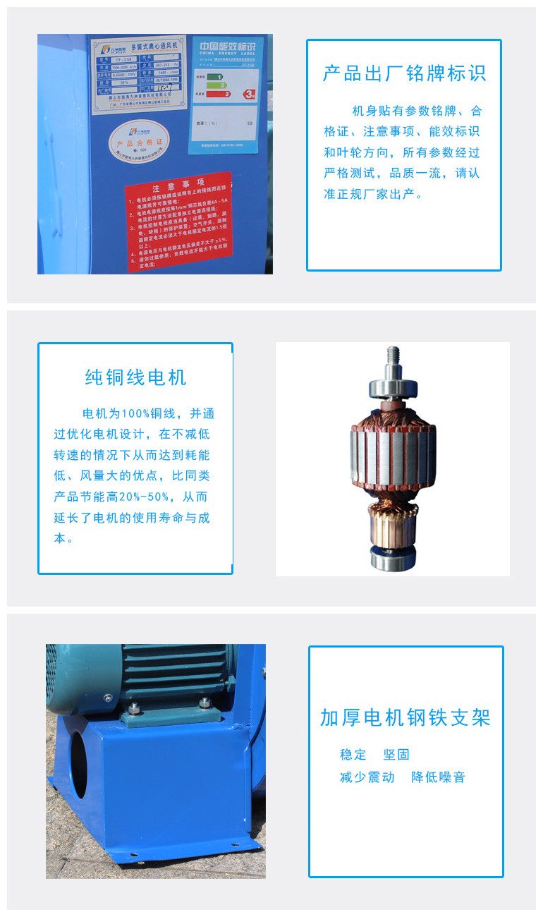 Jiuzhou Fan Kitchen Ventilation Equipment Beautiful and Durable CF Multi wing Centrifugal Fan