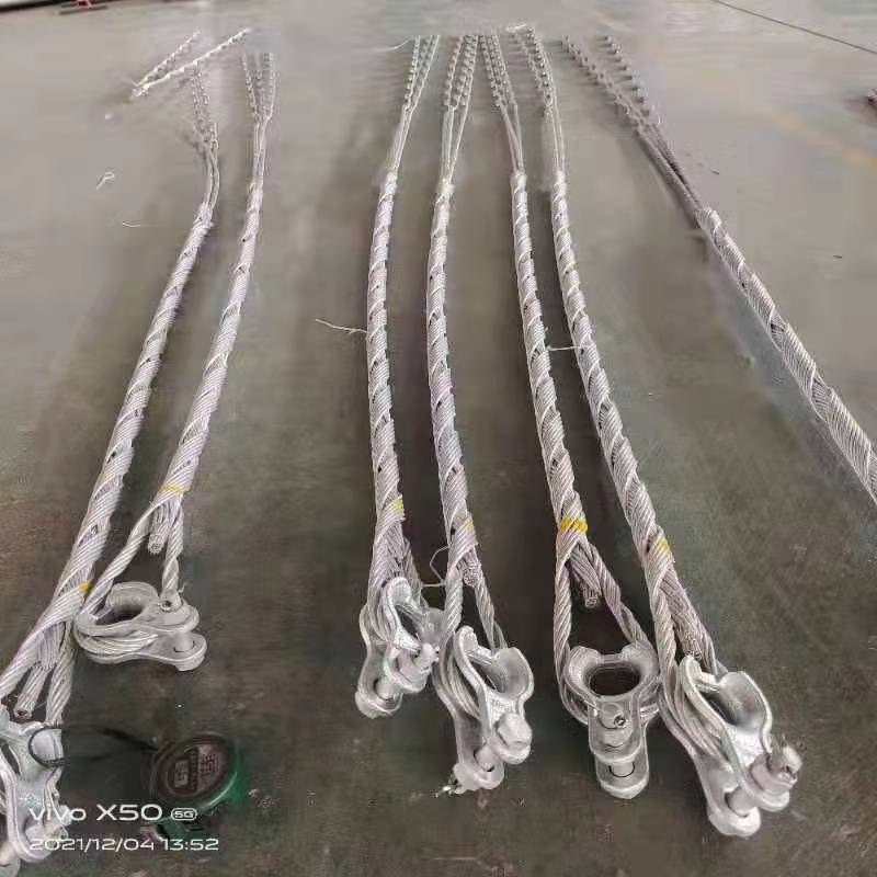 Pre twisted backup wire clamp, full tension splicing strip, fiber optic cable reinforcement, splicing wire safety backup